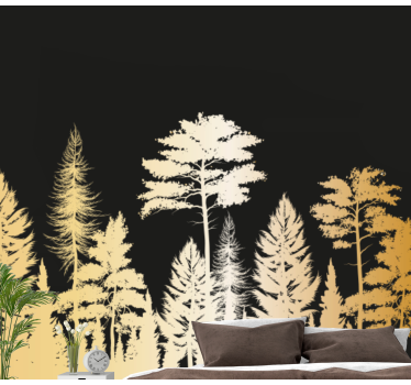 Rustieke boomsilhouetten foto behang bos - TenStickers