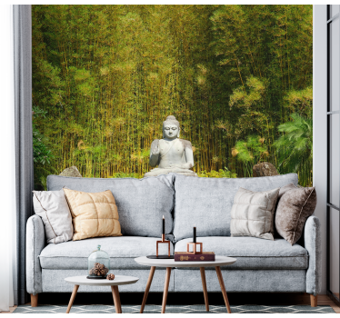 Rustig boeddhabeeld foto behang woonkamer - TenStickers