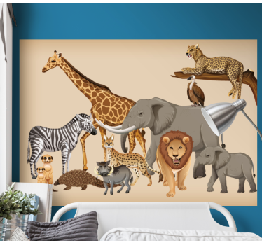 Savannewilde dierencollectie foto behang dieren - TenStickers