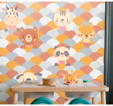 Schattige dierengezichten foto behang dieren - TenStickers