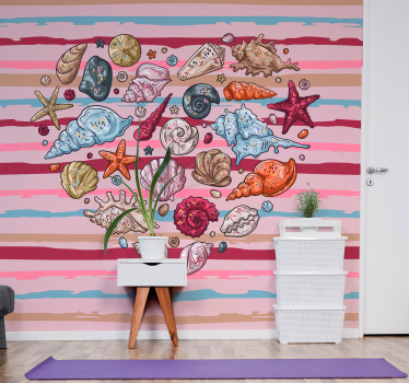 Fotobehang kinderkamer schelpen zeeleven - TenStickers