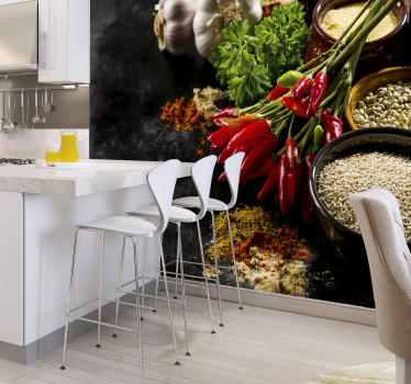 Specerijen 3d fotobehang behang - TenStickers