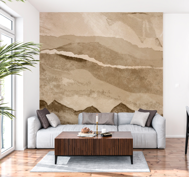 Stroken papier Beige foto behang - TenStickers
