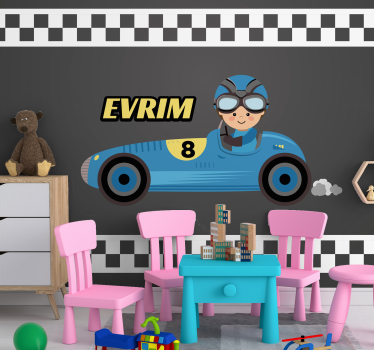 Fotobehang kinderkamer cartoon raceauto - TenStickers