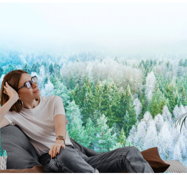Uitzicht op het boslandschap fotobehang natuur - TenStickers