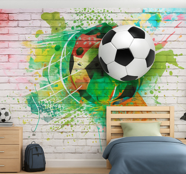 Veelkleurige voetbal fotobehang tienerkamer - TenStickers