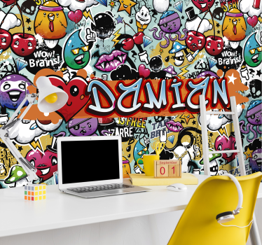 Verschillende emoticons kunst fotobehang - TenStickers