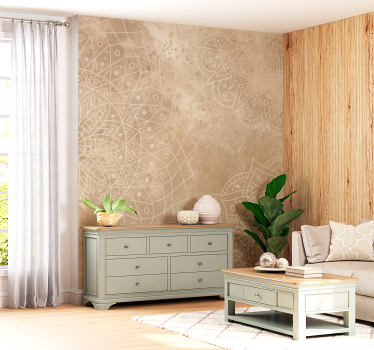 Vintage Fotobehang met Mandala woonkamer - TenStickers
