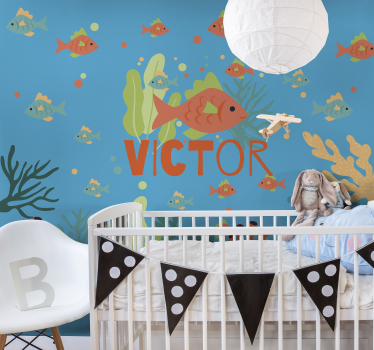 Visachtig oceaanavontuur foto behang babykamer - TenStickers