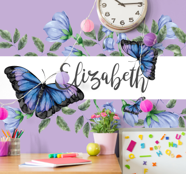Vlinders en bloesems bloemen foto behang - TenStickers