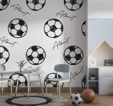 Voetballen met naam Fotobehang kinderkamer - TenStickers