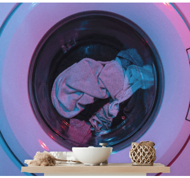 Wasmachine draait vintage fotobehang - TenStickers