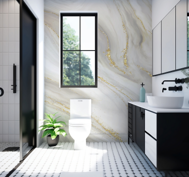 Wit en goud marmer Fotobehangbadkamer - TenStickers