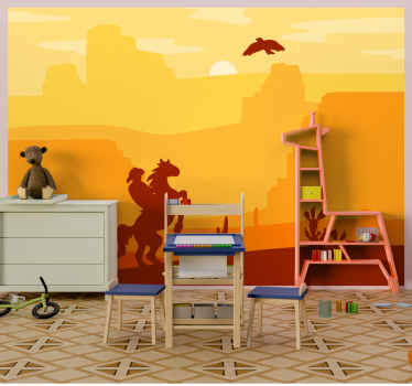 Fotobehang kinderkamer cowboy op paard - TenStickers