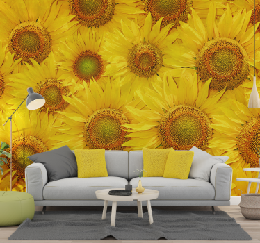 Zonnebloemen Fotobehang woonkamer - TenStickers