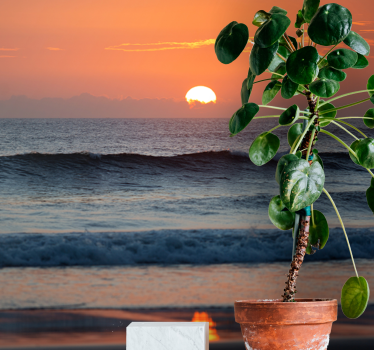 Zonsondergang oceaan horizon fotobehang zee - TenStickers