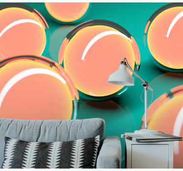 Zwevende transparante bollen abstract fotobehang - TenStickers