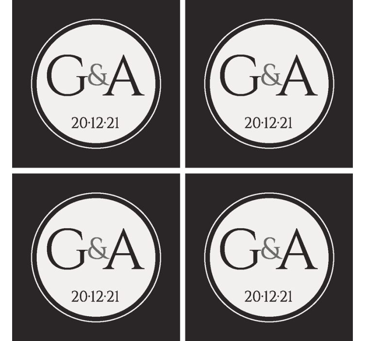 Gepersonaliseerde klassieke huwelijksonderlegger voor glazen - TenStickers