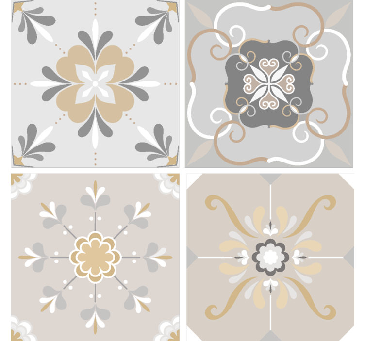 Bloemen geïnspireerde tegel onderzetter - TenStickers