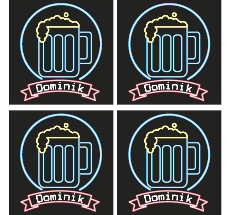 Bier onderzetters Neon bier met naam - TenStickers