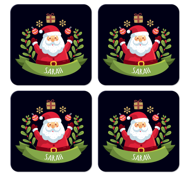Kerst onderzetters Kerstman met naam - TenStickers