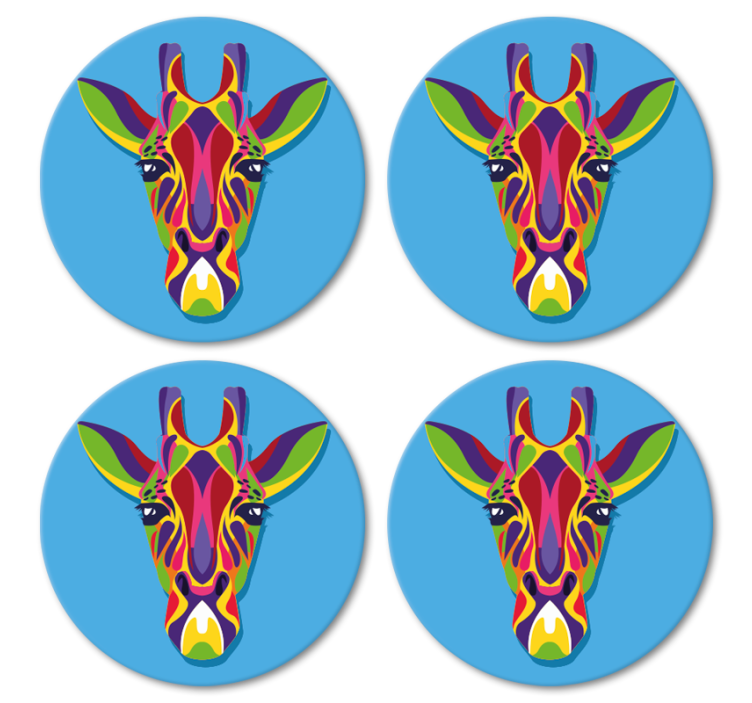 Moderne onderzetters Veelkleurige giraffe schilderij - TenStickers