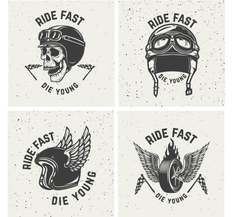 Schedel met racebril enge onderzetters - TenStickers