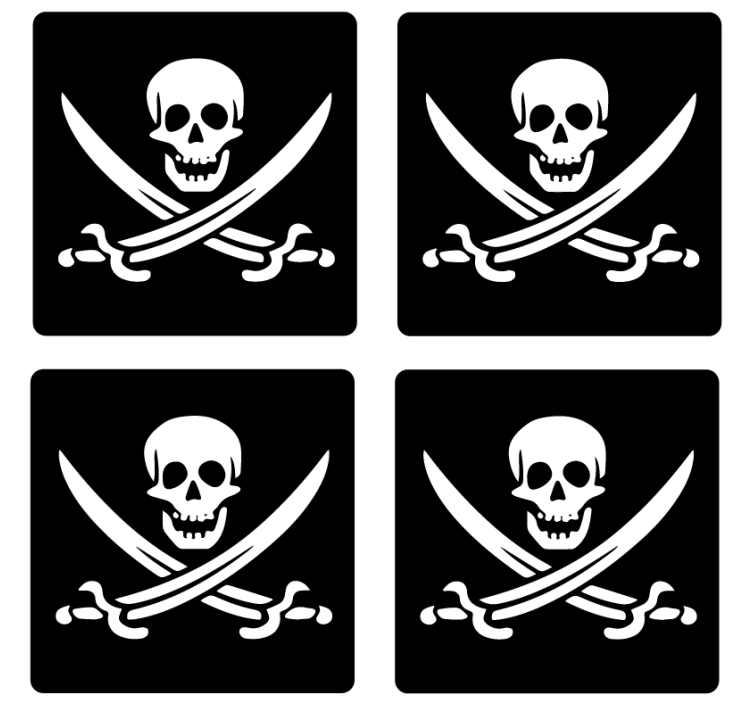 Enge onderzetters Piraat jolly roger - TenStickers