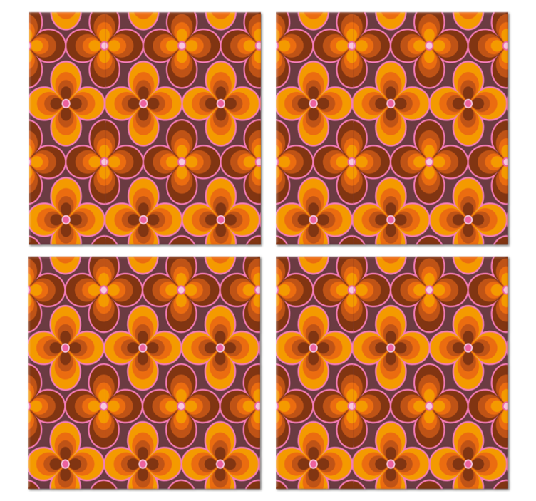 Bloem retro hip patroon vintage onderzetter - TenStickers