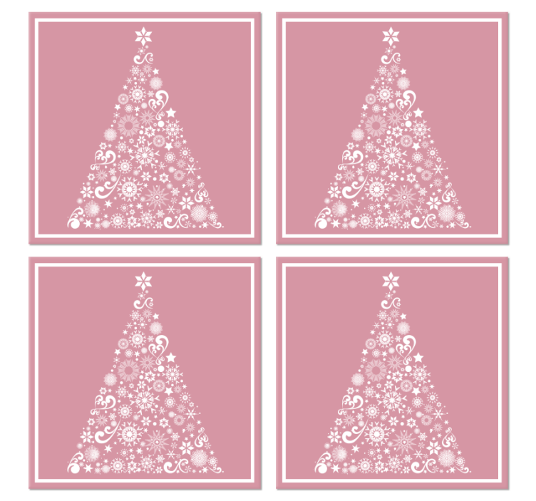 Kerst onderzetters Feestelijke boom op roze - TenStickers