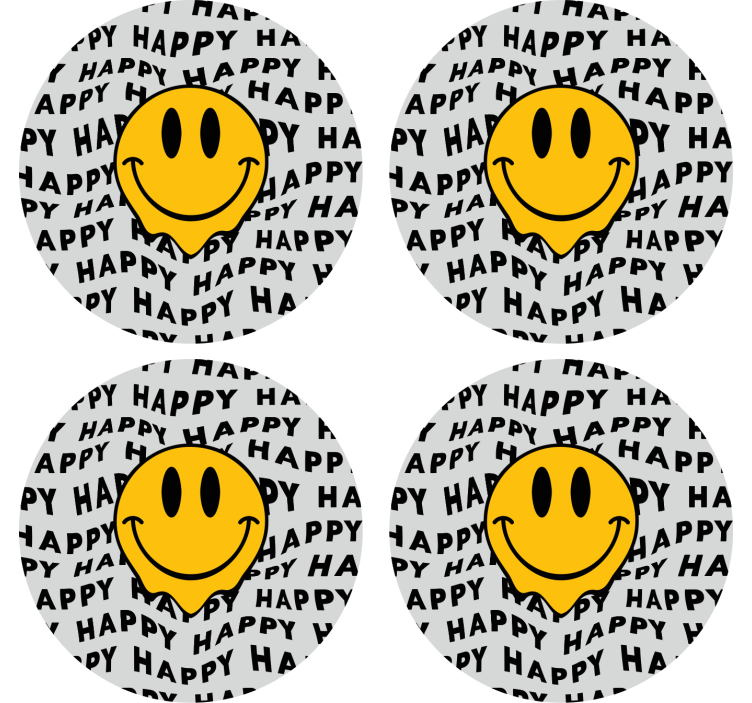 Grote smiley happy face vintage onderzetter - TenStickers