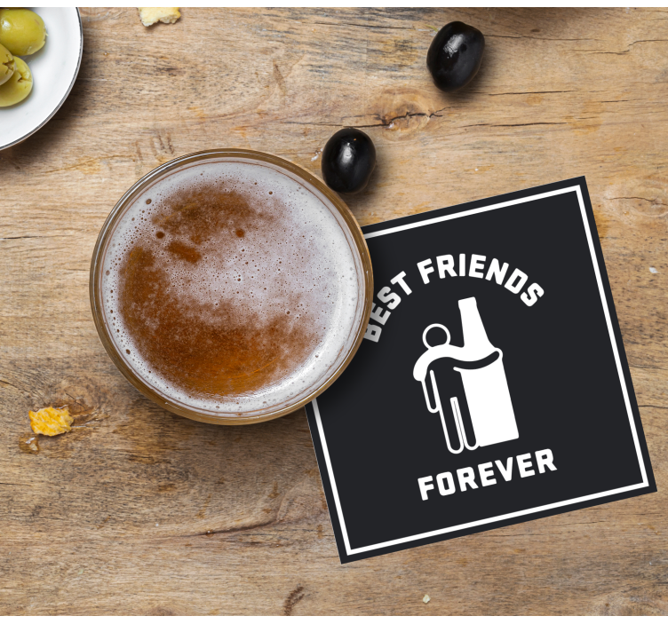 Bier onderzetters beste vrienden omarmen bier - TenStickers