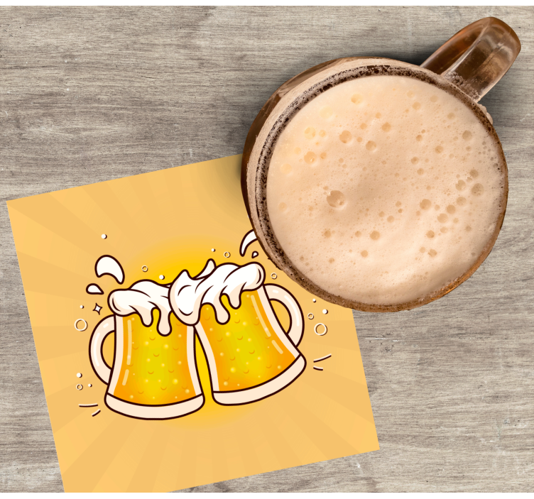 Bier onderzetters cheers met bierglazen - TenStickers
