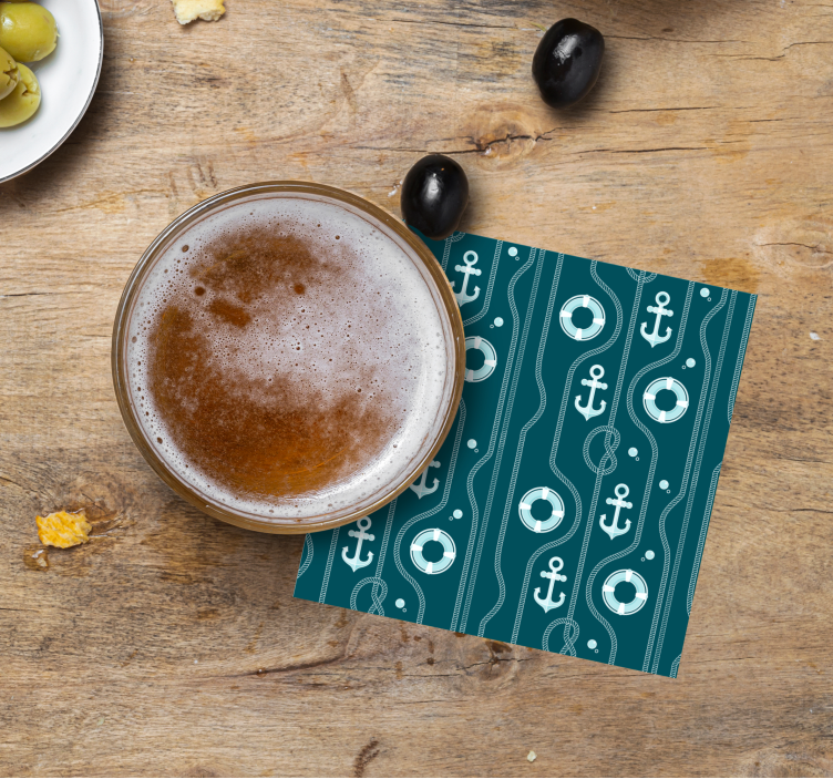 Bier onderzetters met ankers en reddingsboeien patroon - TenStickers