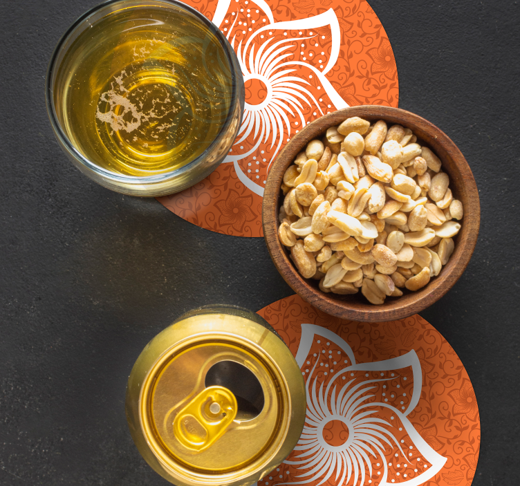 Bier onderzetters stijlvolle oranje flora - TenStickers