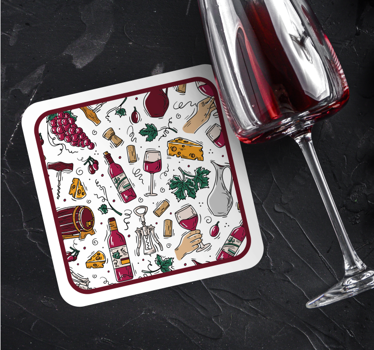 Bier onderzetters wijnflessen druiven kaas - TenStickers