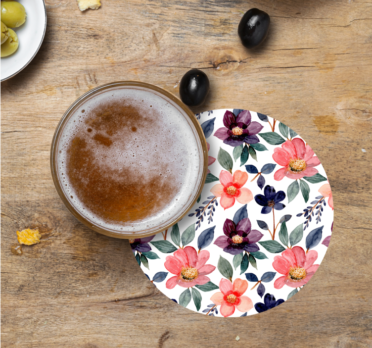 Enge onderzetters bloemenpatroon spetter - TenStickers