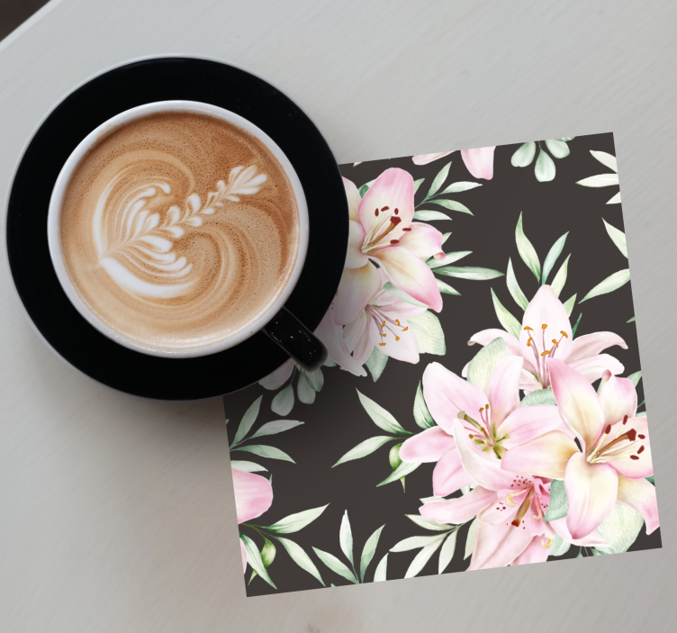 Enge onderzetters botanische schikking met lelies - TenStickers
