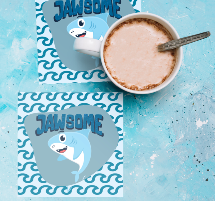 Enge onderzetters cartoonhaai met golven - TenStickers