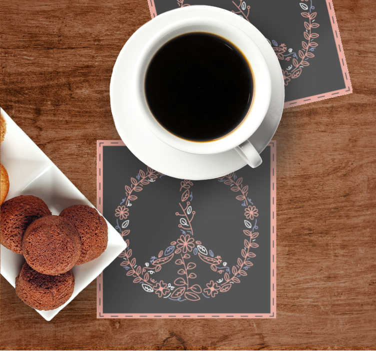 Enge onderzetters floral vrede embleem - TenStickers