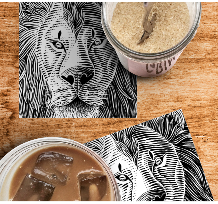 Enge onderzetters gedetailleerde leeuw illustratie - TenStickers