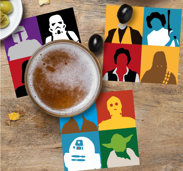 Enge onderzetters iconische personages silhouetten - TenStickers