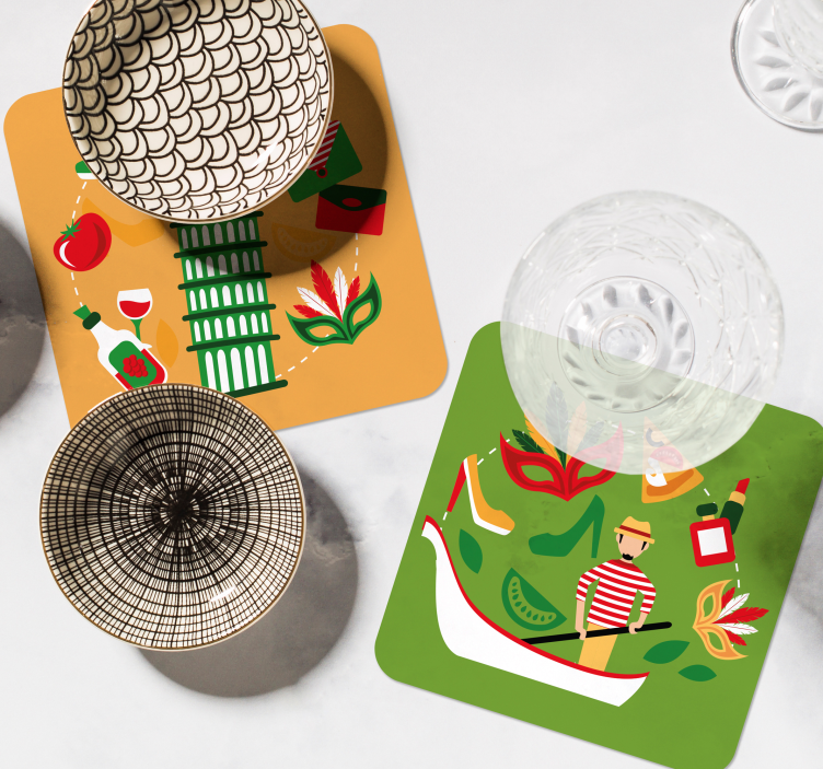 Enge onderzetters italiaanse culinaire reis - TenStickers