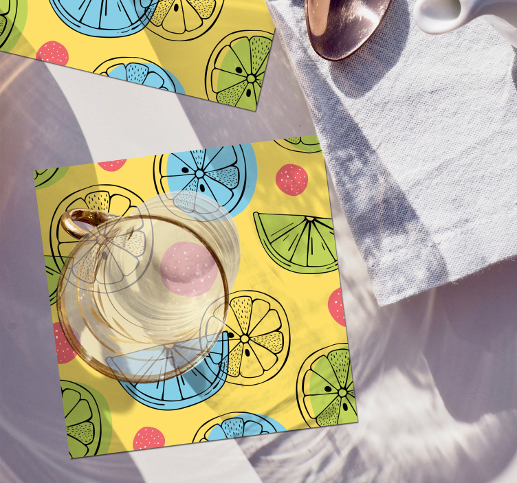 Enge onderzetters kleurrijk citruspatroon - TenStickers