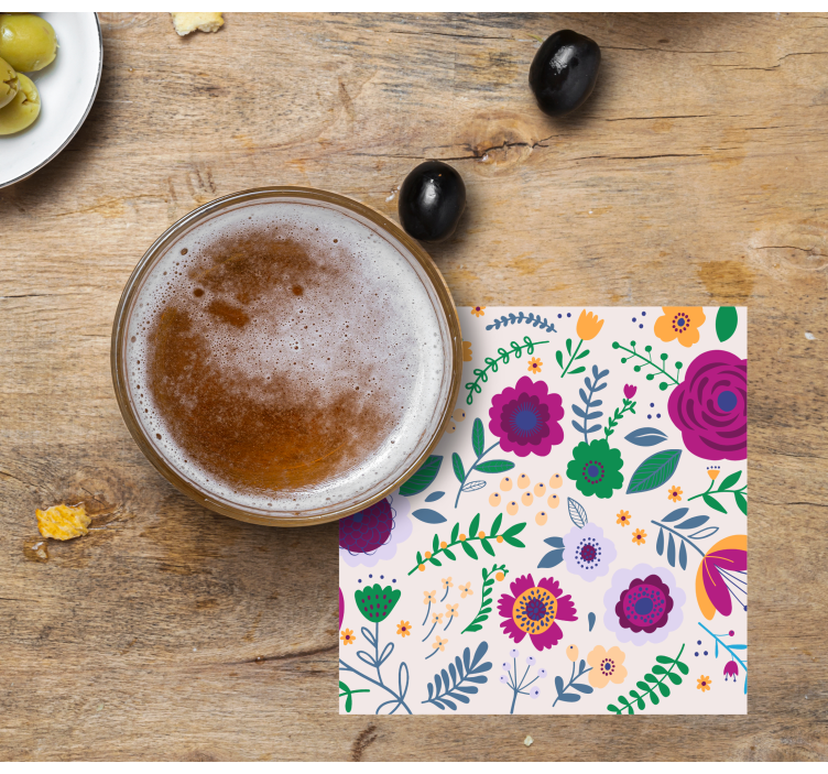 Enge onderzetters kleurrijke bloemcompositie - TenStickers