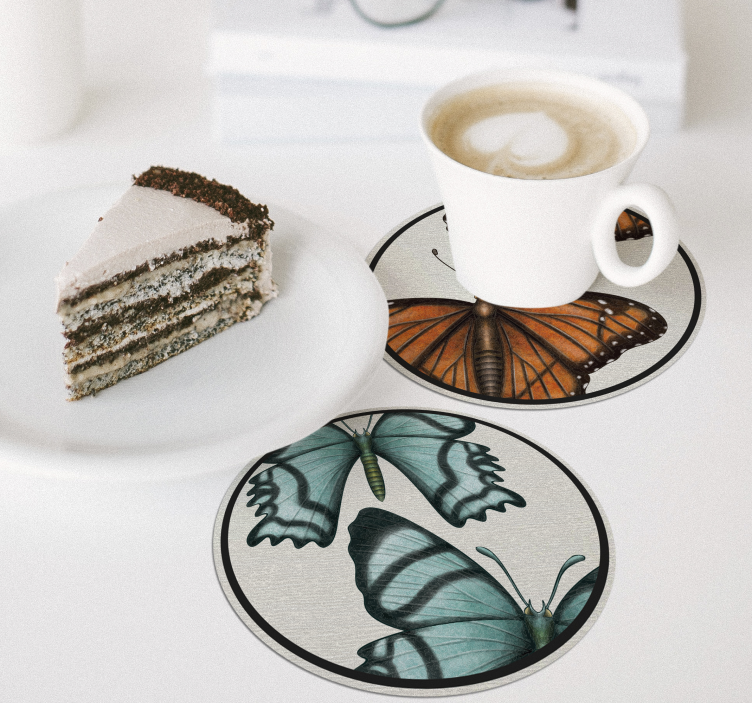 Enge onderzetters kleurrijke vlinder set - TenStickers