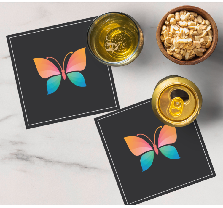 Enge onderzetters kleurvolle vlinder symbool - TenStickers