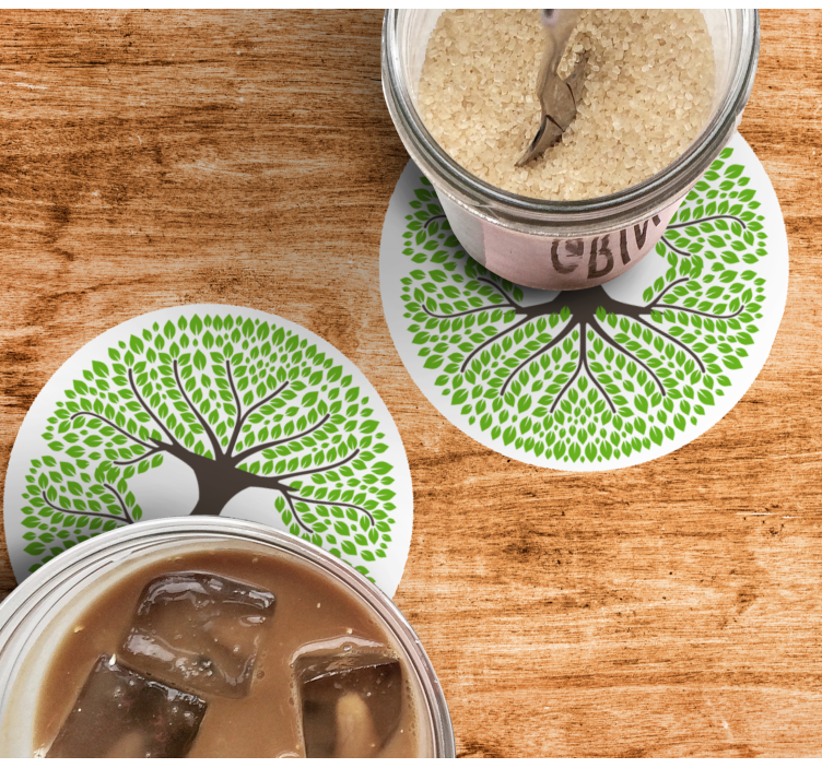 Enge onderzetters lush groene boom silhouet - TenStickers