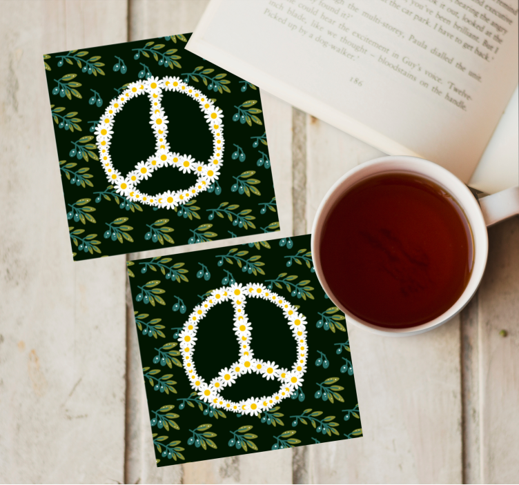 Enge onderzetters met bloemig vredessymbool - TenStickers