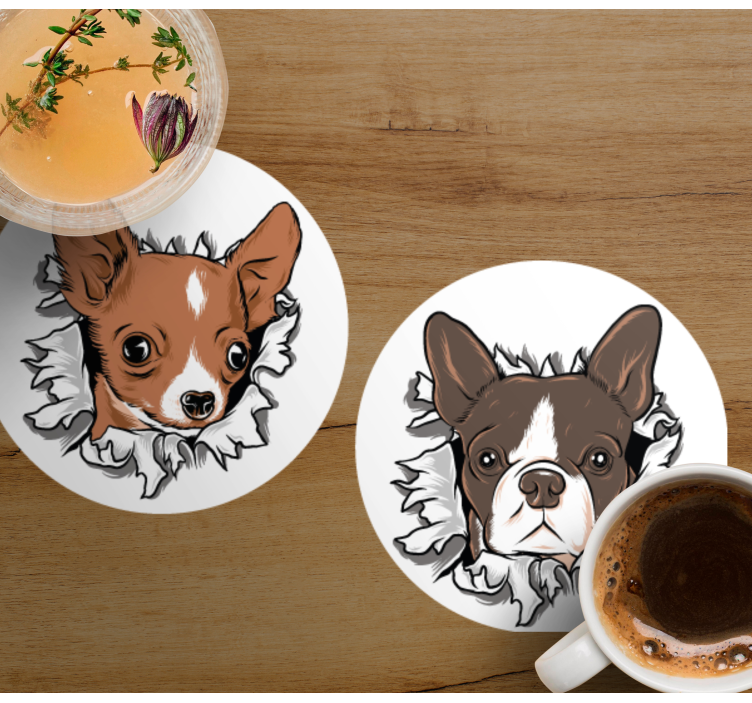 Enge onderzetters met chihuahua en bulldog gezichten - TenStickers